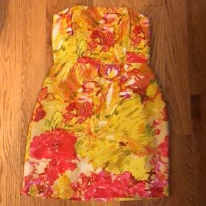 J. Crew floral strapless mini dress